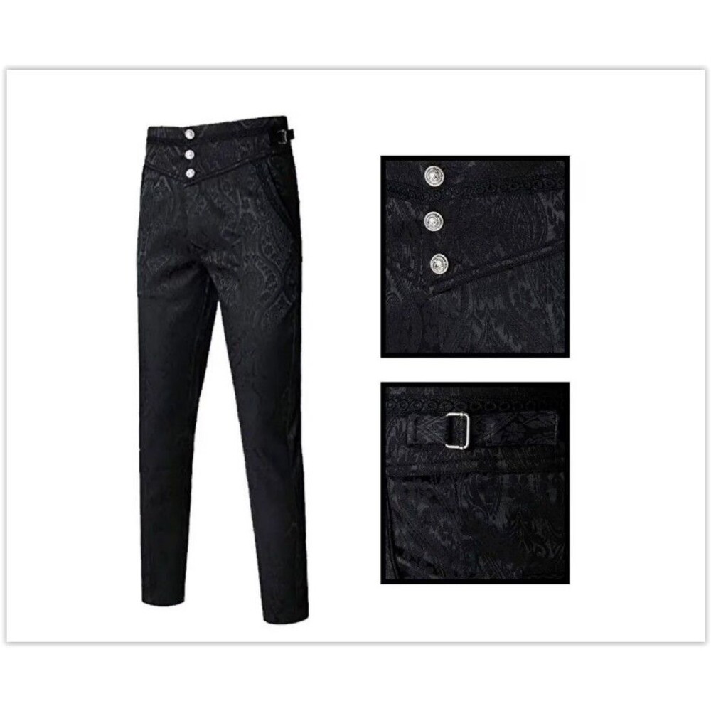 Mens Gothic Pants 2XL Cosplay Costume Trousers Steampunk Victorian Black NEW